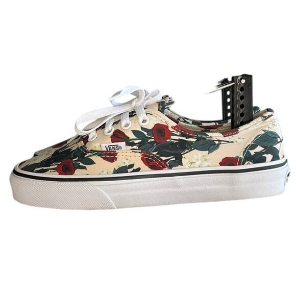 Unisex Vans Authentic Roses Canvas Athletic Skate Sneaker Shoes SZ M5.5/W7 Beige - Picture 1 of 6